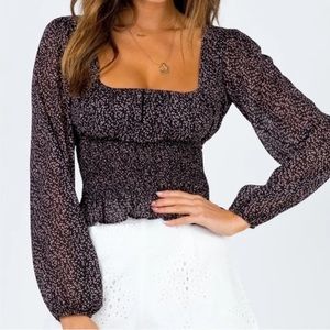 princess polly smocked square neck top